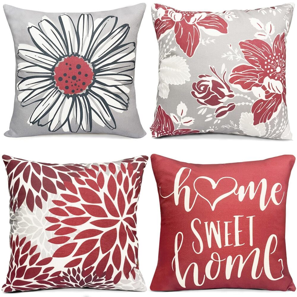 3122 Wine Red Linen Decorative Throw Pillow Covers18x18 Pillow Covers